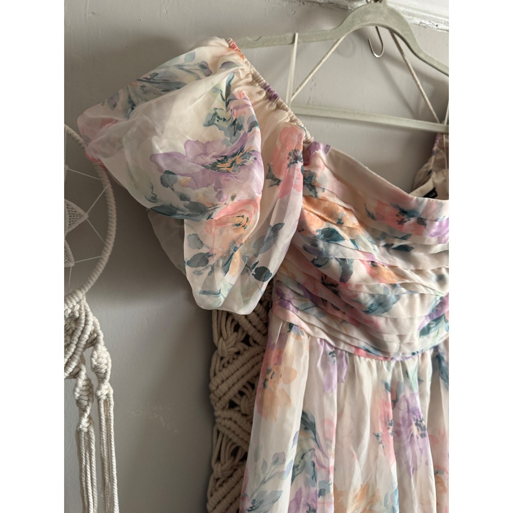Abercrombie & Fitch Floral Puff Sleeve High-Low Ruffle Dress Emerson Medium - Picture 13 of 13